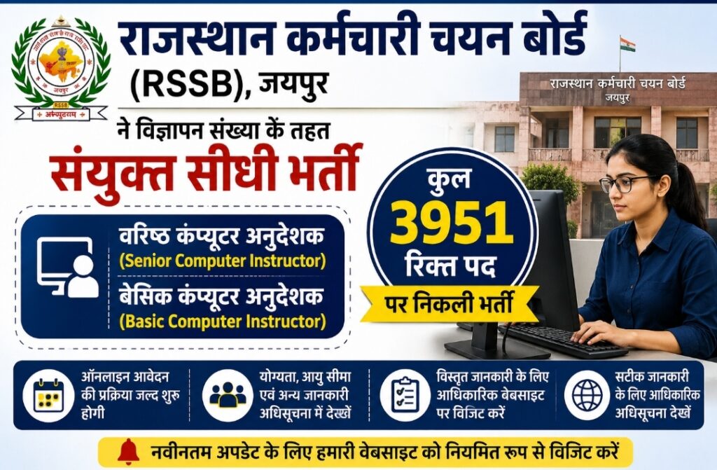 RSSB Computer Instructor Bharti 2026 last date