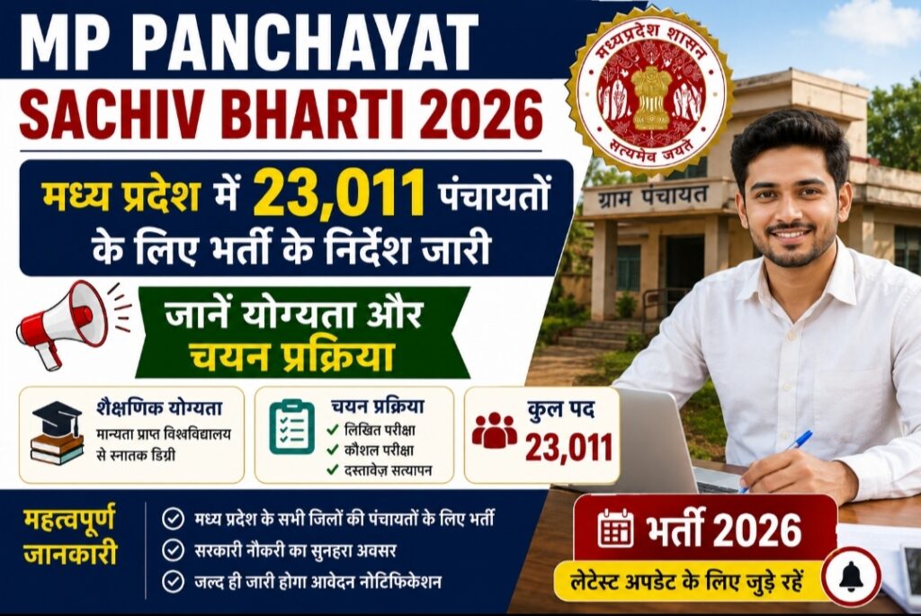 MP Panchayat Sachiv Bharti 2026: मध्य प्रदेश में 23,011 पंचायतों के लिए भर्ती के निर्देश जारी, जानें योग्यता और चयन प्रक्रिया